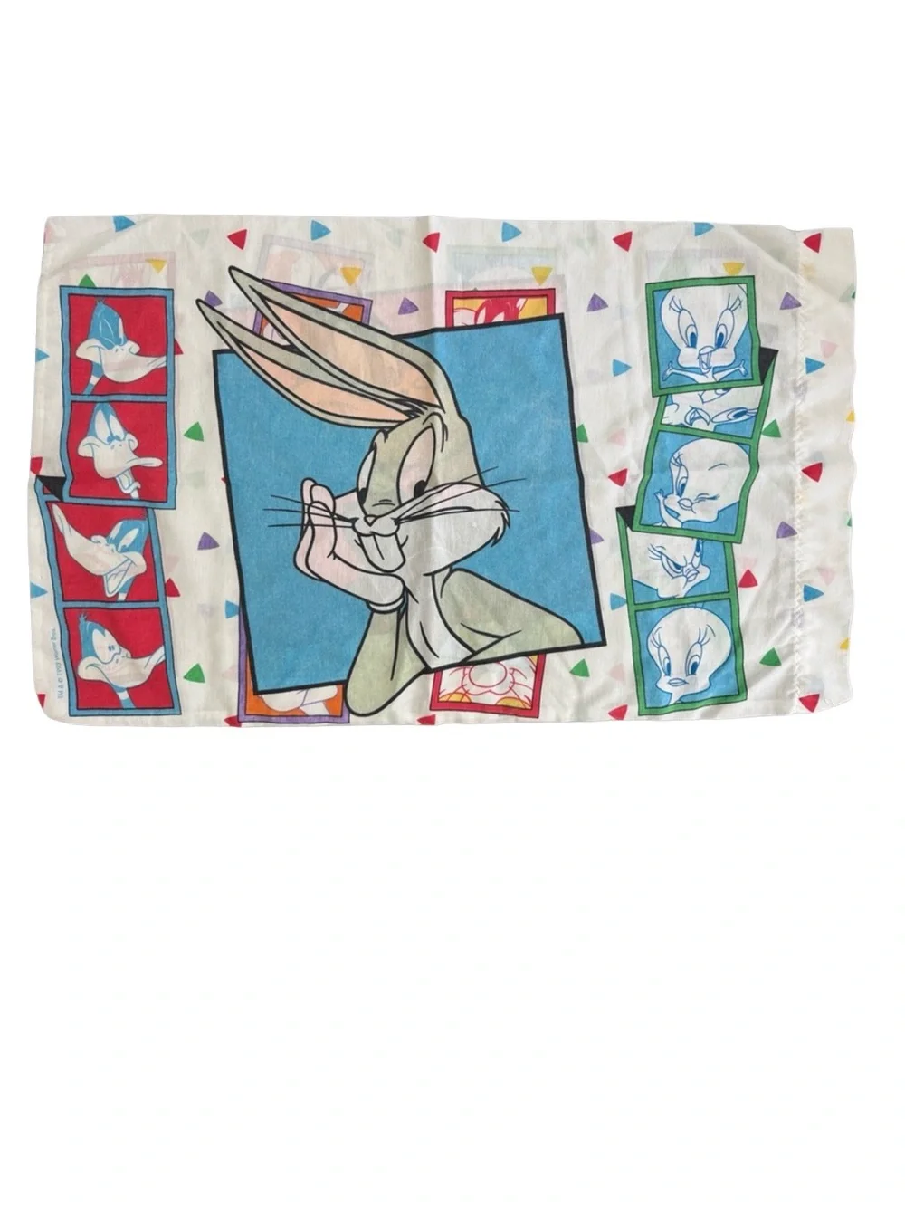 Vtg 1990's Warner Bros Pillow Two Cases Looney Tunes Bugs Bunny Daffy Duck Taz
